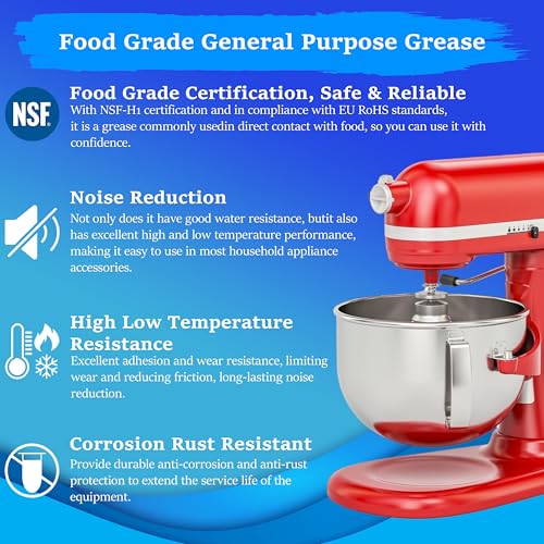 Food Grade Grease 1.76oz Kitchen Stand Mixer Machines Lubricant Anti-Seize Slicers Gear Bearing Attachments for Home Household Blender Coffee Grinders Cooking Baking ice Cream Equipment 50g