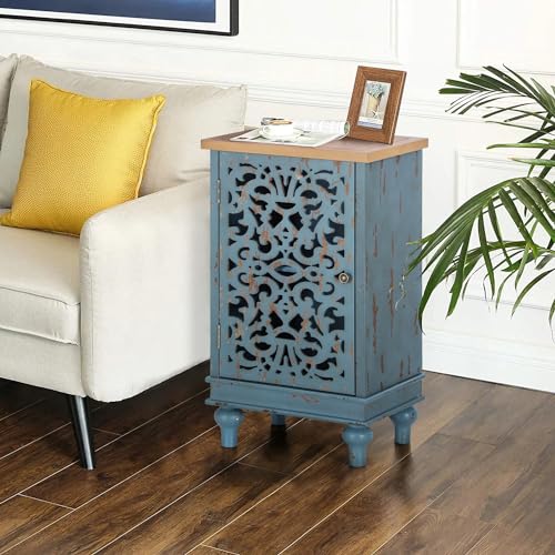 MAISON ARTS Small Accent Cabinet with Doors, Buffet Cabinet with Storage - color: Blue, style: 1-Door