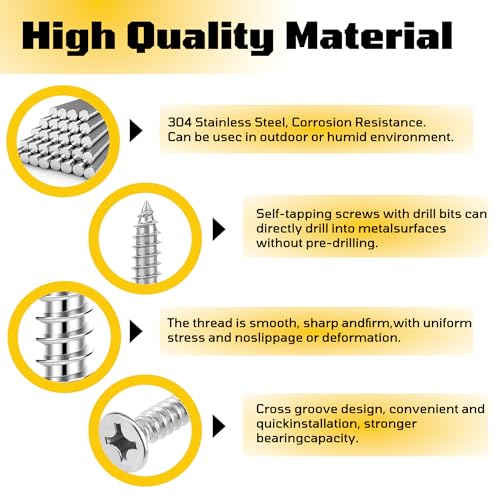 #6 x 1/2 inch Flat Head Wood Screws, 304 Stainless Steel Phillips Drywall Screws and Tapping Screws, High Hardness Screws for Drywall, Sheetrock, Wood (50 Pcs) - size: #6 x 1/2"