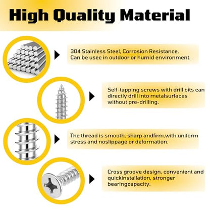 #6 x 1/2 inch Flat Head Wood Screws, 304 Stainless Steel Phillips Drywall Screws and Tapping Screws, High Hardness Screws for Drywall, Sheetrock, Wood (50 Pcs) - size: #6 x 1/2"