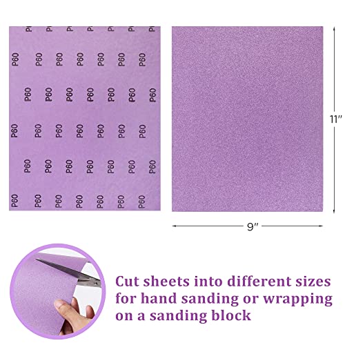 LotFancy 60 to 2000 Grit Sandpaper Assortment, 30PCS 9 x 11” White Fused Alumina Wet Dry Sanding Sheets, for Automotive Metal Sanding Polishing, Wood Finishing, Purple - size: Assorted Grit