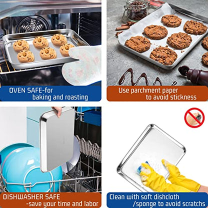 P&P CHEF Baking Sheet Pan, Stainless Steel Cookie Sheet, 10.5 Inch & 2 Pcs - size: 10.5 Inch