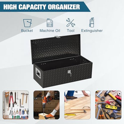 Heavy Duty Metal Portable Toolbox Tool Storage Box with Handle, Durable Tool Organizer and Chest for Mechanics, Handy Tool Case for Tools - size: 30-Inch