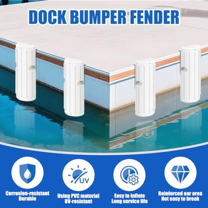 Marine Dock Bumpers Fenders, Dock Bumper Fender for Edge & Side, Marine-Grade PVC Fenders Guards for Docking, UV-Resistant, Edge Protection & Dock Guard, Includes 304 Stainless Hardware, 6Pack - White - style: 6PACK-WHITE