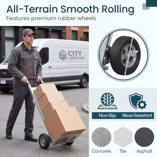 Goplus Heavy-Duty Folding Hand Truck, 600 LBS Aluminum Dolly Cart