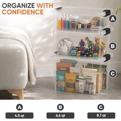 Superio 4.5 Quart Clear Plastic Storage Containers with Lids, Stackable Organizer Bins, BPA-Free Storage Boxes for Home, Office, Dorm & Classroom, 1 Pack - size: 4.5 Quart