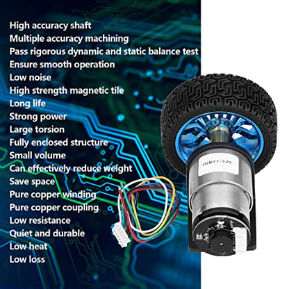 Encoder Motor Set, 15.5mm Shaft Diameter Micro DC Gear Motors DC12V for DIY Smart Car(1000RPM)