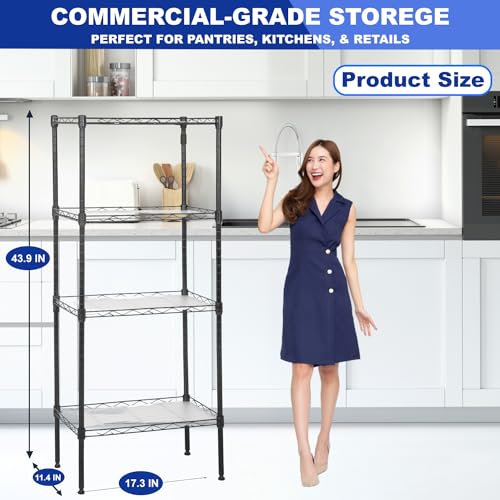 PayLessHere | 4-Tier Wire Shelf | 18"x12"x44" | Black - color: Black, size: 18"D x 12"W x 44"H