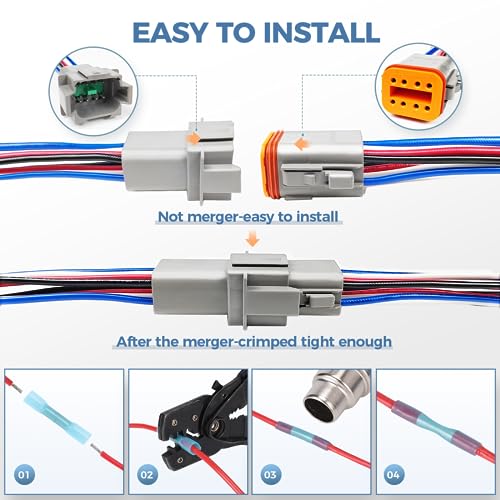 6 Kit Deutsch DT 6 pin Grey Male Female Wiring Harness - color: Grey 6Pin, size: 6Set
