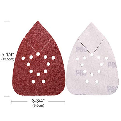 LotFancy 60 Grit Sanding Pads for Black and Decker Mouse Sanders, 12 Hole Hook and Loop Sandpaper - Detail Palm Sander Sanding Sheets, Pack of 50 - size: 60 Grit