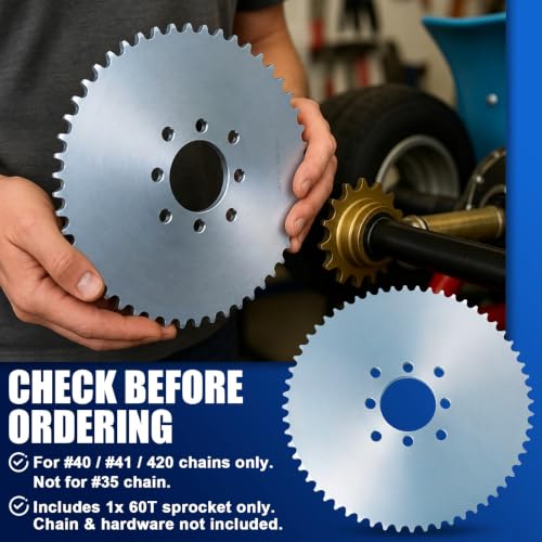 60 Tooth Go Kart Sprocket for #40#41 420 Chain, 2-1/8" Bore