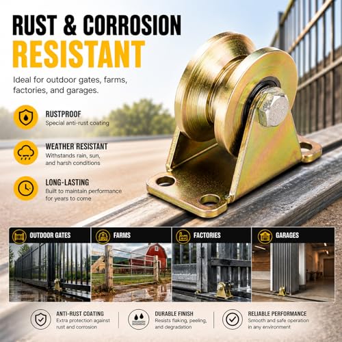 Lyplus Heavy Duty 4" V-Groove Caster Wheel Set for Square Metal Tracks, 1765 LBS Capacity per Wheel, Rust-Proof Pulley Kit, 2-Pack, Galvanized Steel - size: 4in-V 2Pack