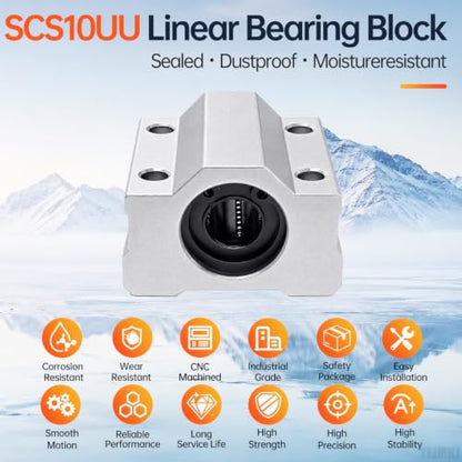 4PCS SCS10UUU Linear Bearing Block Linear Ball Bearing Pillow Block