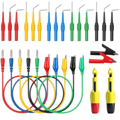 24-Piece Back Probe Kit, Multimeter Back Probe Pins with Test Leads, Alligator Clips, Piercing Probes, Automotive Electrical Circuit Diagnostic Tool Set for Car Repair - color: 24-Piece Multi-color