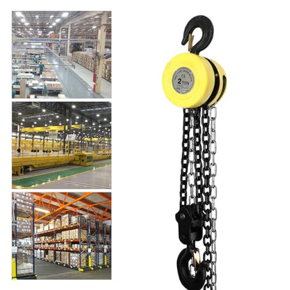 Manual Lever Chain Hoist, 2 Ton 4409Lbs 10 Ft Load Chain Manual Chain Hoist, 2 Heavy-Duty Hooks Hand Chain Hoist for Most Industrial Fields, Yellow - style: Yellow