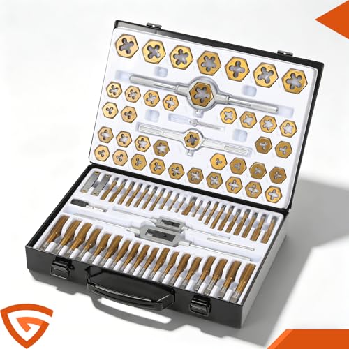 86-Piece Tap and Die Set, Titanium-Coated SAE and Metric Threading Tool Kit