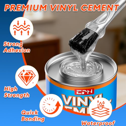 EPN Vinyl Cement, 7.6 oz Pool Patch Repair Kit with 15 PVC Repair Patches - size: 7.6oz