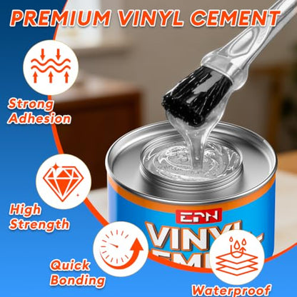 EPN Vinyl Cement, 7.6 oz Pool Patch Repair Kit with 15 PVC Repair Patches - size: 7.6oz