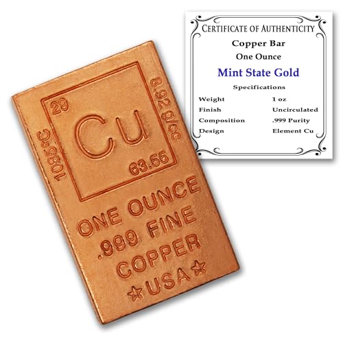 1 oz Copper Bar (Flat Style) 99.9% Pure Paperweight - color: Copper