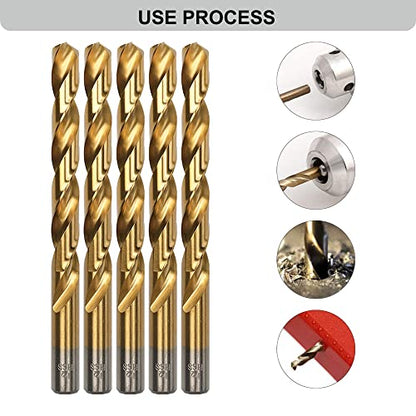 GMTOOLS 29PCS Drill Bit Set, M2 HSS, 135°Tip, Twist Jobber Length Drill Bit Kit for Hardened Metal, Cast Iron, Stainless Steel with Indexed Round Case,1/16"-1/2" - style: 29 pcs M2