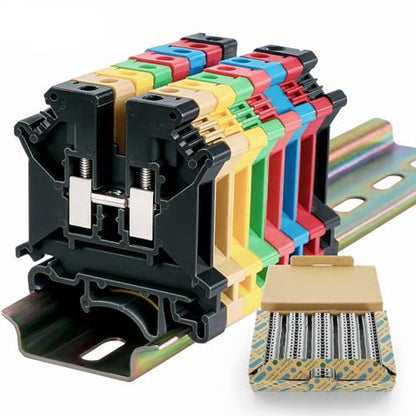100PCS Black UK5N Terminal Block DIN Rail Terminal Blocks - Application for 24-10AWG 800V Electrical Cabinets Distribution Box,Solar Power System,PLC Industrial Control Automation Panel DIY CNC RV - color: UK5N Black