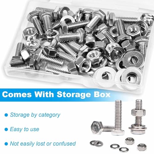 5 Sets 3/8-16x4 Hex Head Screw Bolt,Nuts,Flat & Lock Washers - size: 3/8-16 × 4"