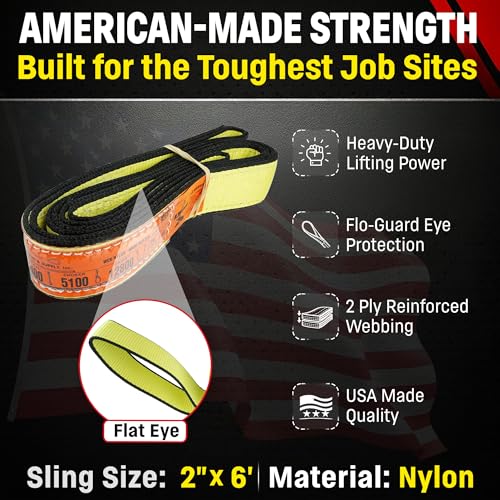 Chenango Supply 2"×6' Nylon 2-ply Lifting Eye & Eye Rigging DD Sling - size: 2" x 6'