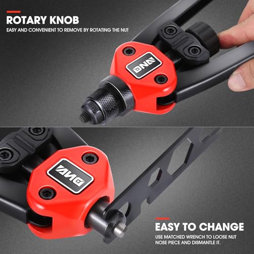 DNA MOTORING 2 in 1 12" Rivet Gun, Wrench, SAE Mandrels & Metric Rivet Nut Tool Set, 60pcs Rivet Nut Head, Rivet Gun Kit for Riveting Decoration Metal Plates, W/Case, TOOLS-00564 - style: 60pcs 12in