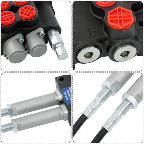 2 Spool P80 Hydraulic Control Valve Remote Control Double Acting 1.5m Cable Joystick for Construction and Agricultural Equipment
