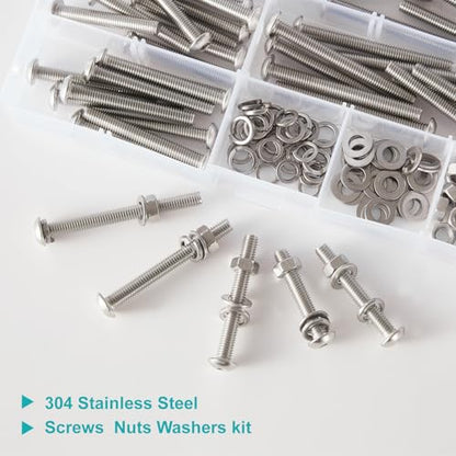 80 PCS M6 x 30mm 35mm 40mm 45mm 50mm, Button Head Socket Cap Screws Bolts Washers Nuts Assortment Kit, Stainless Steel 304, Metric Allen Hex Drive - size: Button M6x30/35/40/45/50 mm