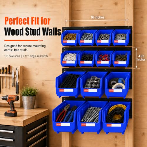 14pc Wall-Mounted Organizer V1 V2 V3 Master Combo Set Blue - color: Blue, size: V1-8Bins&V2-3Bins&V3-3Bins&4Rails