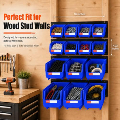 14pc Wall-Mounted Organizer V1 V2 V3 Master Combo Set Blue - color: Blue, size: V1-8Bins&V2-3Bins&V3-3Bins&4Rails