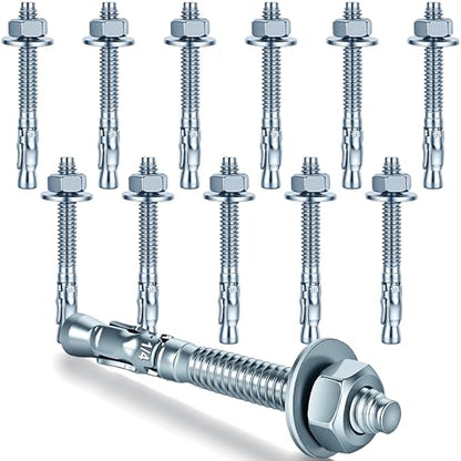 1/4 x 2-1/4 in Wedge Anchors 12 pcs Galvanized Concrete Anchors - size: 1/4 x 2-1/4In
