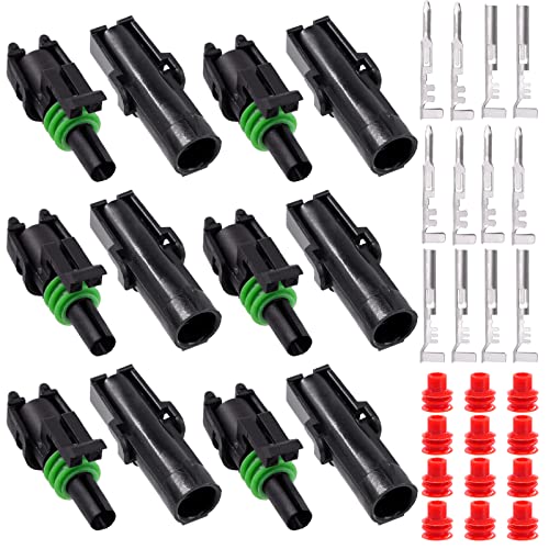 Glarks 36Pcs 6 Kit 1 Pin Way Waterproof Automotive Electrical Wire Connectors Terminals Plugs Kit, 1 Male & Female Pin Terminal Automotive Harness Plug Car Spark Plug Connector Set for Car Truck Boat - size: 1 pin