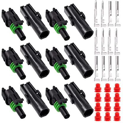 Glarks 36Pcs 6 Kit 1 Pin Way Waterproof Automotive Electrical Wire Connectors Terminals Plugs Kit, 1 Male & Female Pin Terminal Automotive Harness Plug Car Spark Plug Connector Set for Car Truck Boat - size: 1 pin