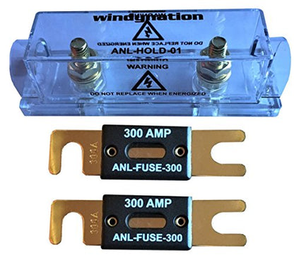 WindyNation ANL Fuse Holder + Fuse (2pcs 300A) - size: 2pcs 300A Fuse