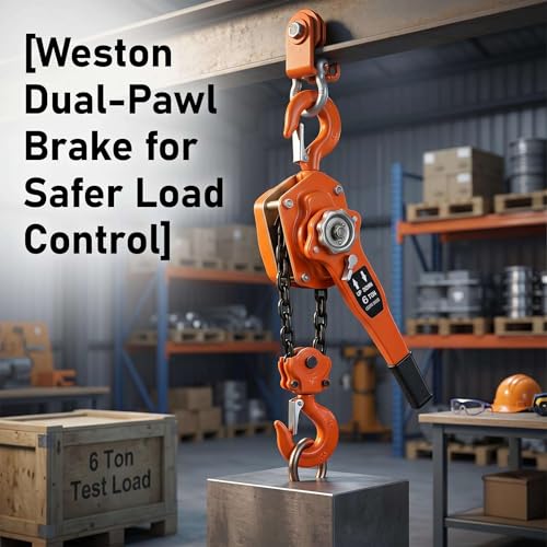 6T Manual Lever Chain Hoist 13200 lbs Capacity 20 FT Chain Puller Hoist Carbon Steel Ratchet Chain Puller for Heavy Duty Lifting in Factories and Construction Sites. - size: 6Ton 20Ft