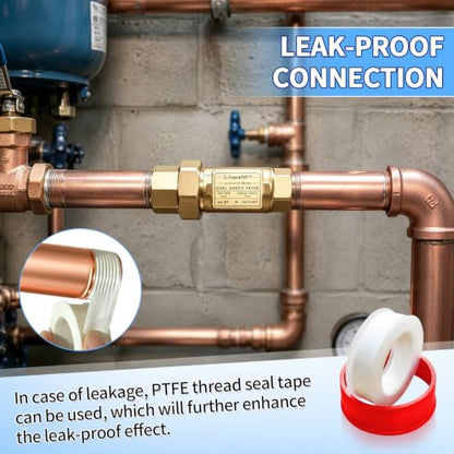 Lead-Free Brass Dual Check Valve, 1/2 Inch NPT Female Backflow Preventer