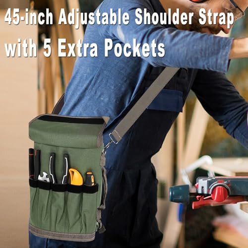 Heavy Duty Roll Up Tool Bag Organizer w/Detachable Pouches, Gifts for Men - color: Green