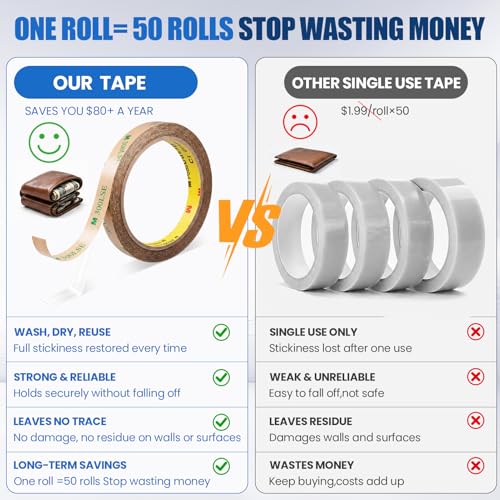 300LSE Double Sided Tape, 32.8ft Industrial No Residue High Temp Tape