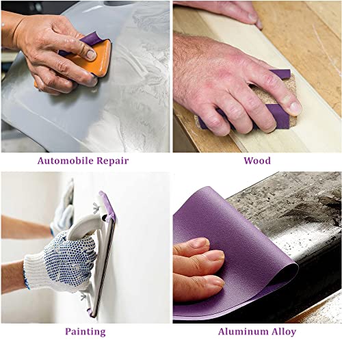 LotFancy 1000 Grit Sandpaper, 30PCS 9 x 11” White Fused Alumina Wet Dry Sanding Sheets, for Automotive Metal Sanding Polishing, Wood Finishing, Purple - size: 1000 Grit