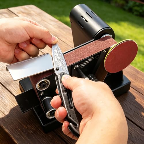 SporGain Mini Belt Sander, 4-in-1 Small Belt Grinder, 20"x1.2" Sanding Belt