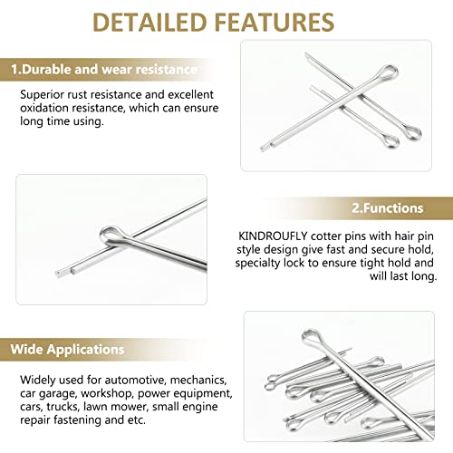 120 Pieces 6 Sizes Cotter Pins Assortment Kit, 304 Stainless Steel