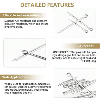 120 Pieces 6 Sizes Cotter Pins Assortment Kit, 304 Stainless Steel