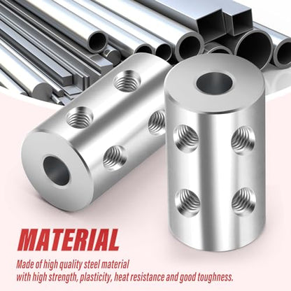 6pcs 8mm to 10mm Steel Shaft Coupling Joint Connector, Rigid Coupling Set Screw, Motor Shaft Connector for Motor Accessories - size: 8mm to 10mm