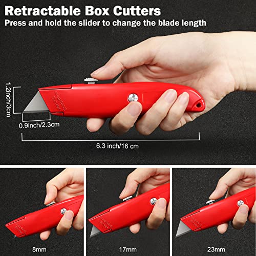 Reginary 20 Pcs Box Cutter Bulk Retractable Utility Knife, Red - color: Red