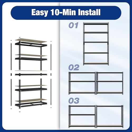 WORKPRO 2180LBS Capacity 5-Tier Black Shelving, 35.4”Wx11.8”Dx72”H - color: Black, size: 35.4"W x 11.8"D x 72"H