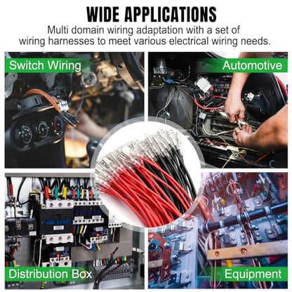 Twidec/20PCS 4.8mm Female Spade Crimp Terminal,Electrical Insulated Terminals with 20cm Cable,Quick Connectors with Insulating Sleeve Red＆Black Female Spade Connectors Assortment Kit - size: 4.8mm