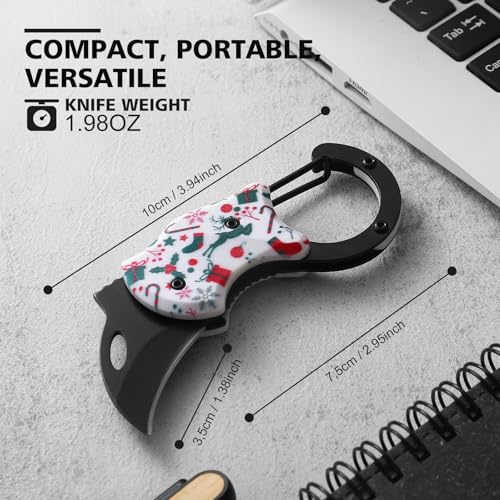 Small Pocket Knife for Women Men, Cute Box Cutter, Folding Utility Knife with 1.38''Sharp Blade, Mini EDC Knives for Everyday Carry, Ideal Gifts for Men and Women（Christmas Gifts） - color: Christmas Gifts