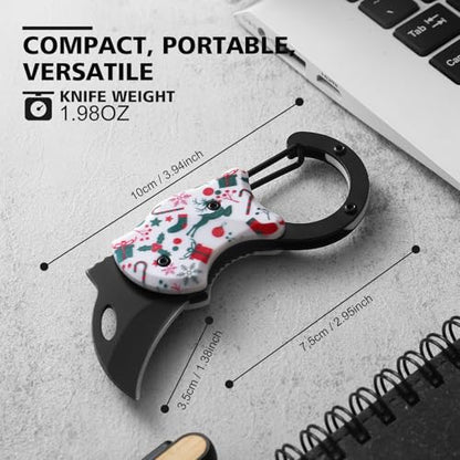 Small Pocket Knife for Women Men, Cute Box Cutter, Folding Utility Knife with 1.38''Sharp Blade, Mini EDC Knives for Everyday Carry, Ideal Gifts for Men and Women（Christmas Gifts） - color: Christmas Gifts